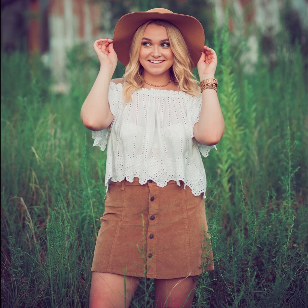 brown suede button up skirt